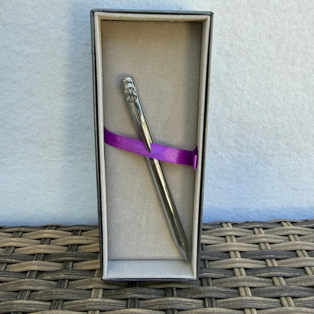 Marquis Waterford Arcadia II Dollar Sign Emblem Chrome Ballpoint Pen w Box